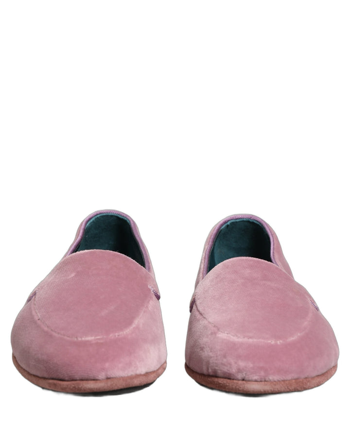 Men’s Dolce &amp; Gabbana Pink Velvet Slip on Men Flats Loafers Shoes