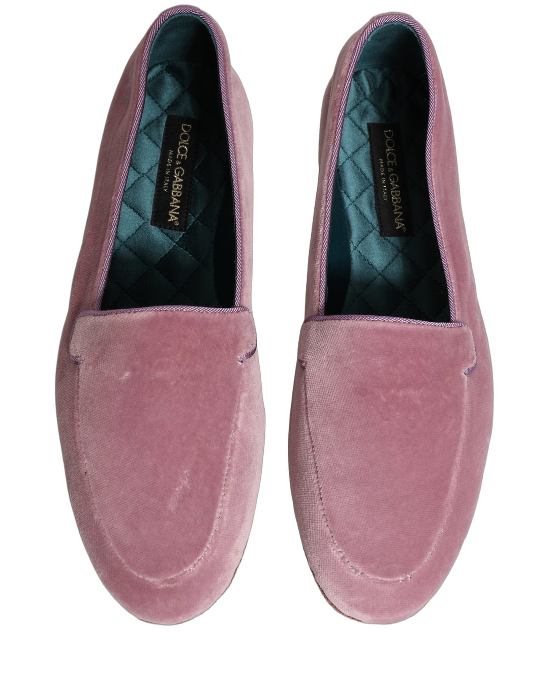 Men’s Dolce &amp; Gabbana Pink Velvet Slip on Men Flats Loafers Shoes