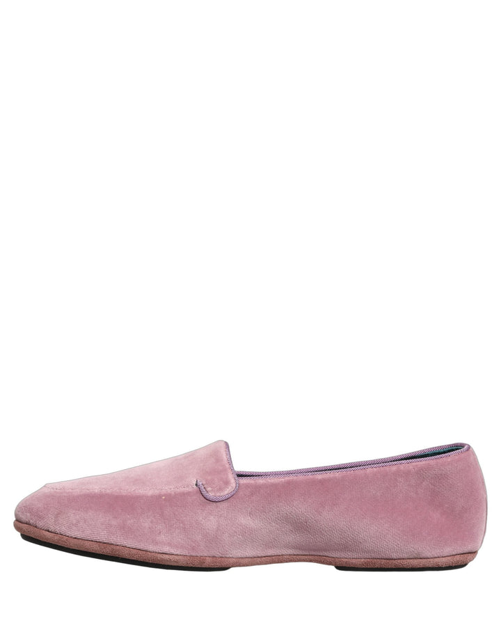 Men’s Dolce &amp; Gabbana Pink Velvet Slip on Men Flats Loafers Shoes