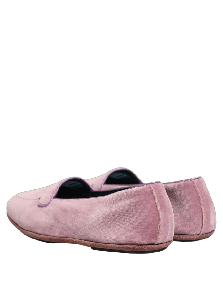 Men’s Dolce &amp; Gabbana Pink Velvet Slip on Men Flats Loafers Shoes