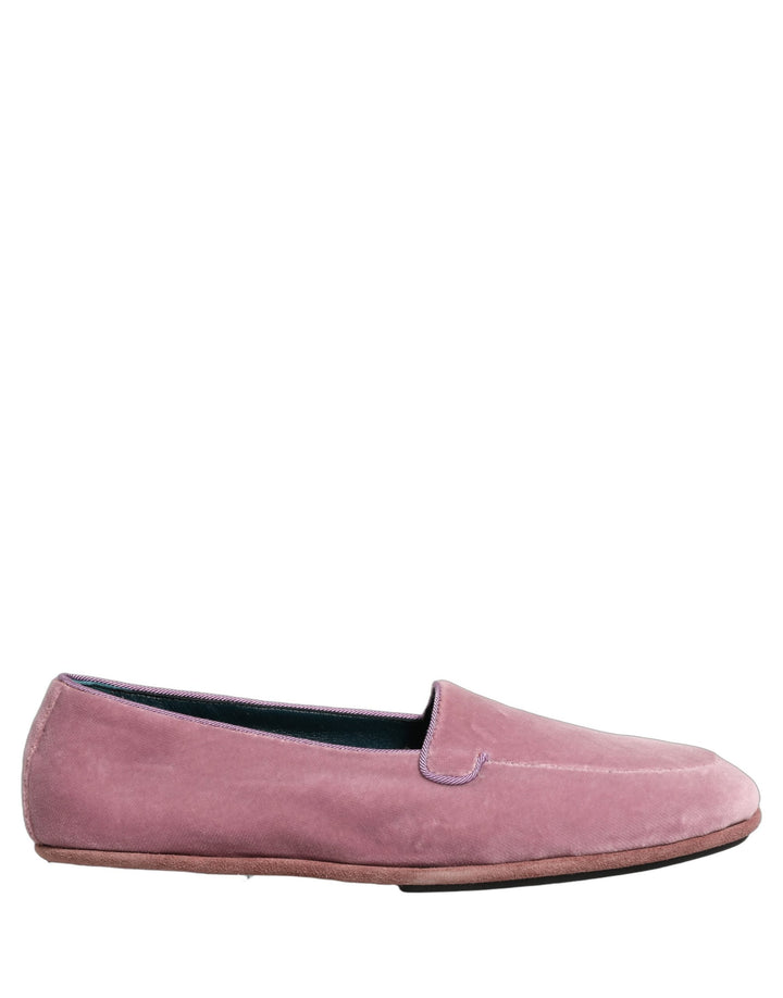 Men’s Dolce &amp; Gabbana Pink Velvet Slip on Men Flats Loafers Shoes