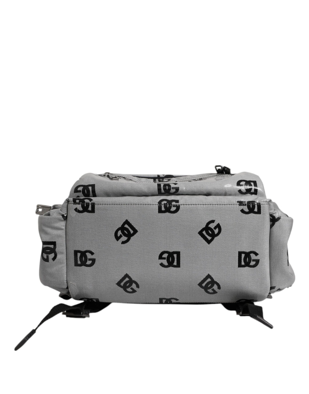 Men’s Dolce &amp; Gabbana Polyester Gray Black Dg Logo Plaque Backpack Bag