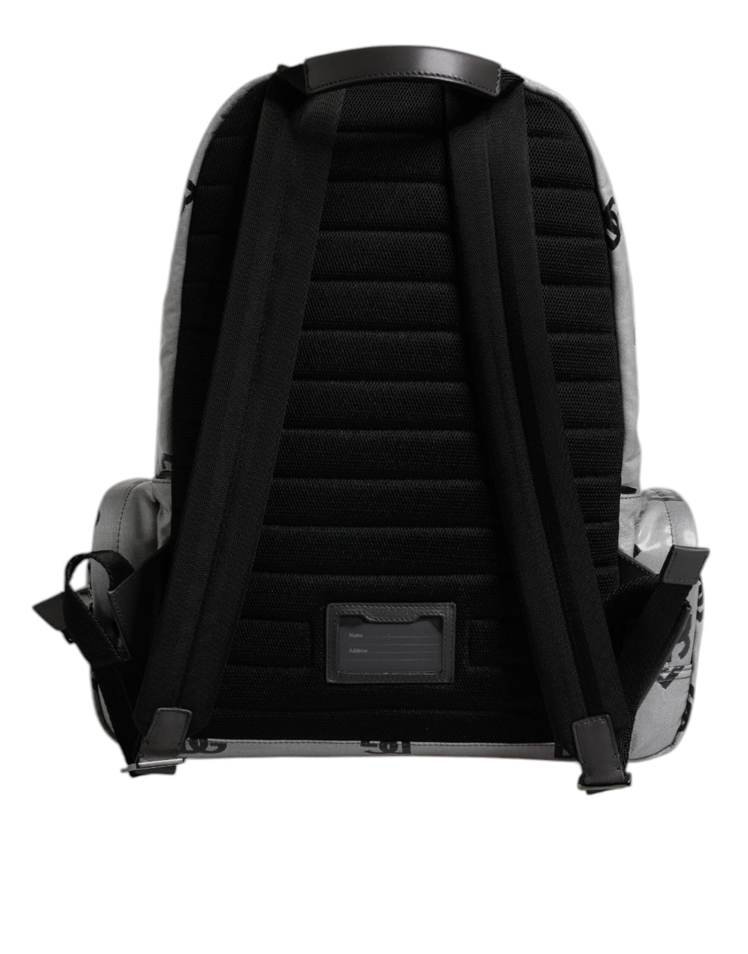 Men’s Dolce &amp; Gabbana Polyester Gray Black Dg Logo Plaque Backpack Bag