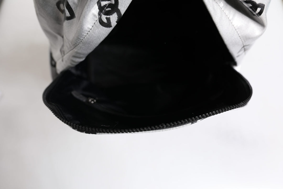 Men’s Dolce &amp; Gabbana Polyester Gray Black Dg Logo Plaque Backpack Bag