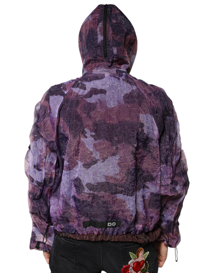 Men’s Dolce &amp; Gabbana Purple Camouflage Hooded Men Blouson Jacket