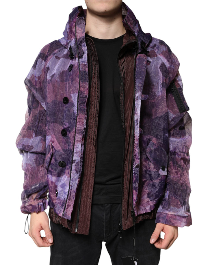 Men’s Dolce &amp; Gabbana Purple Camouflage Hooded Men Blouson Jacket