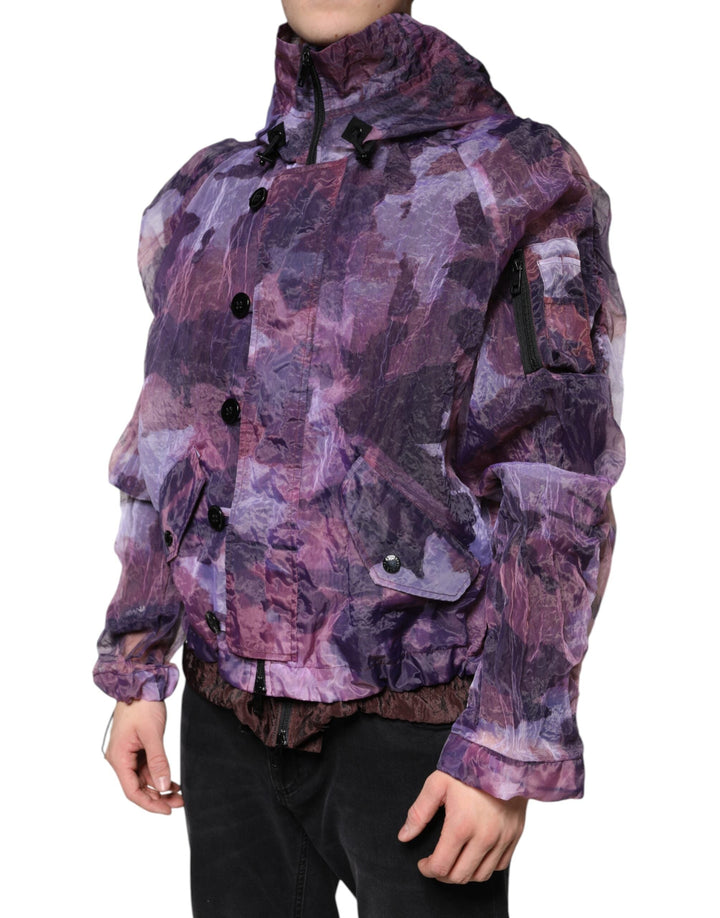 Men’s Dolce &amp; Gabbana Purple Camouflage Hooded Men Blouson Jacket