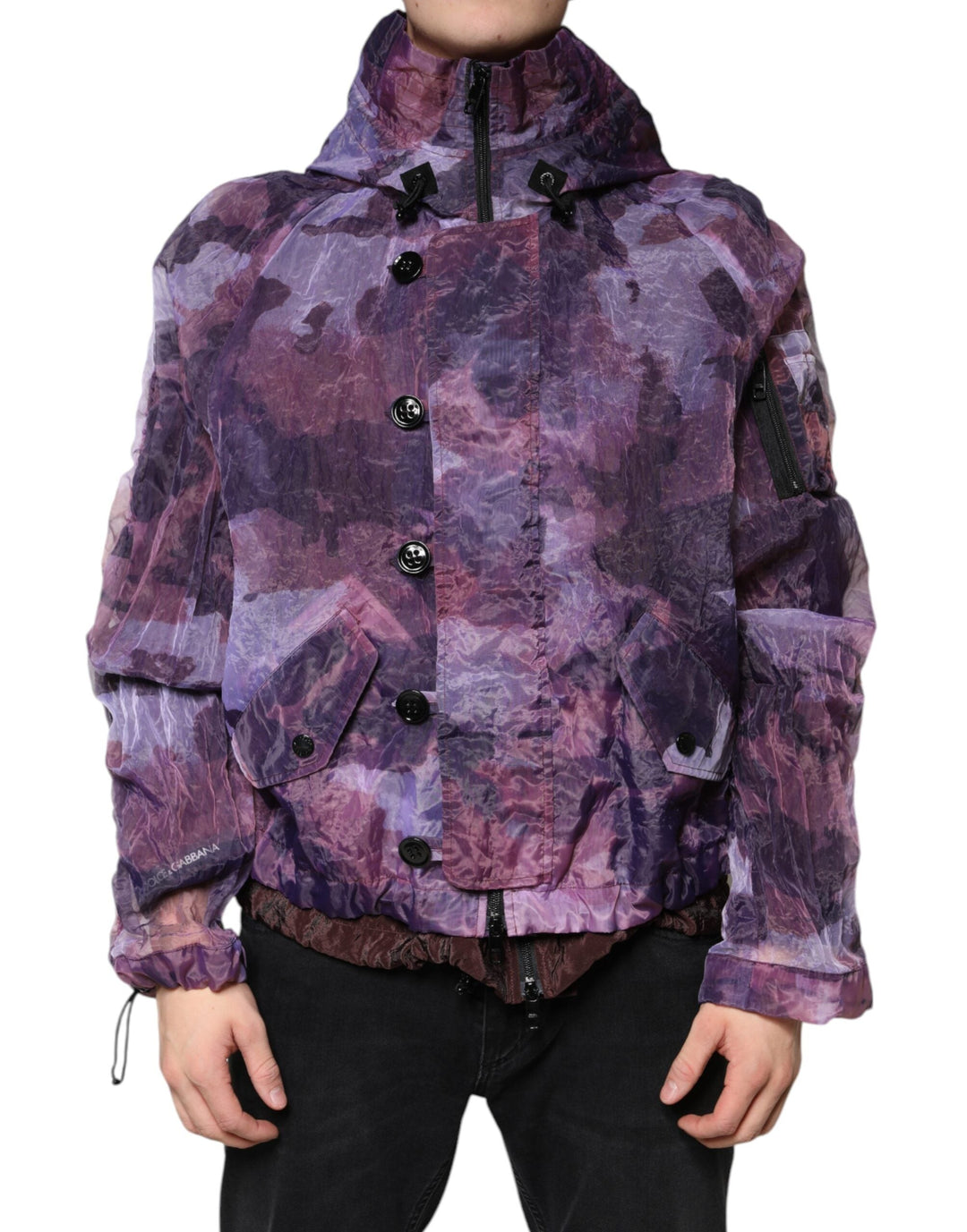 Men’s Dolce & Gabbana Purple Camouflage Hooded Men Blouson Jacket