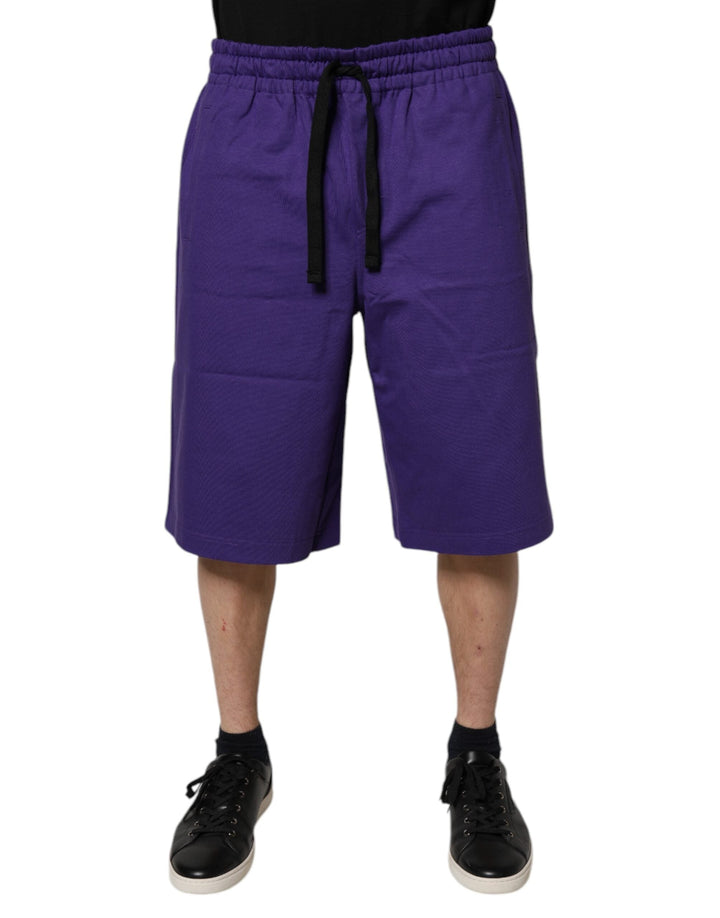 Men’s Dolce &amp; Gabbana Purple Cotton Men Bermuda Sweatshorts Shorts