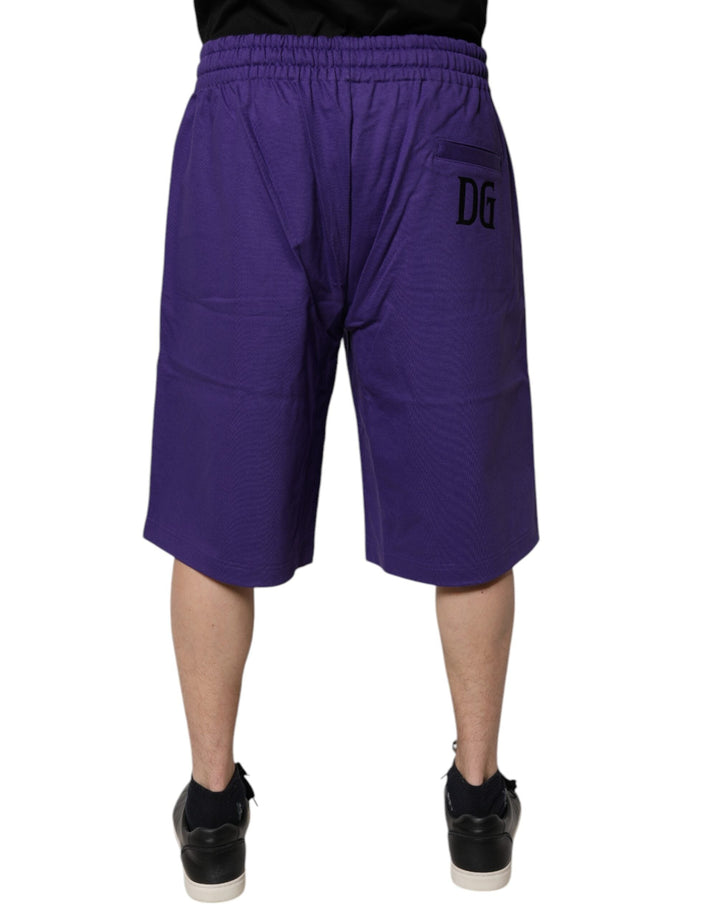 Men’s Dolce &amp; Gabbana Purple Cotton Men Bermuda Sweatshorts Shorts