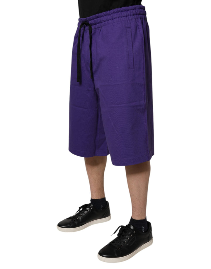 Men’s Dolce &amp; Gabbana Purple Cotton Men Bermuda Sweatshorts Shorts