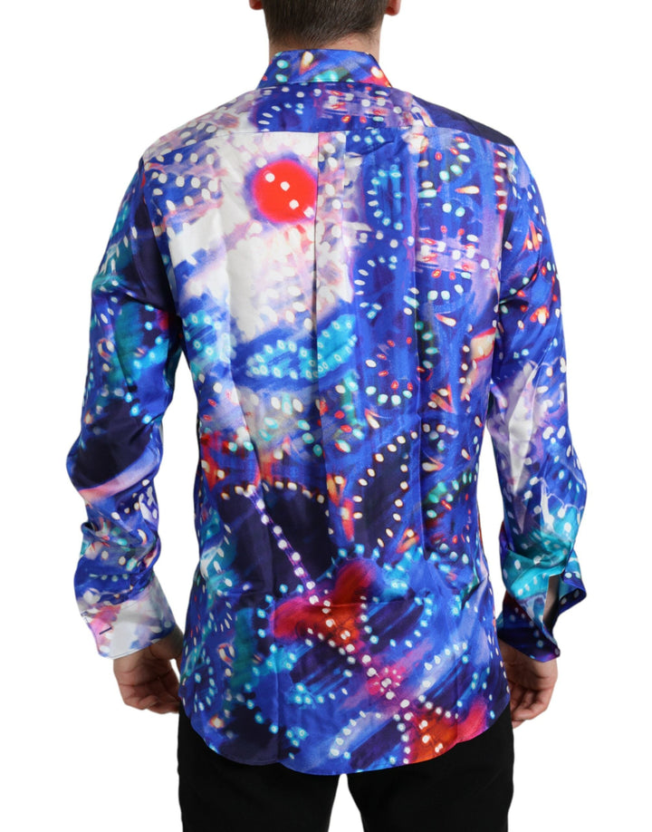 Dolce &amp; Gabbana Purple Luminarie Silk Slim Martini Shirt