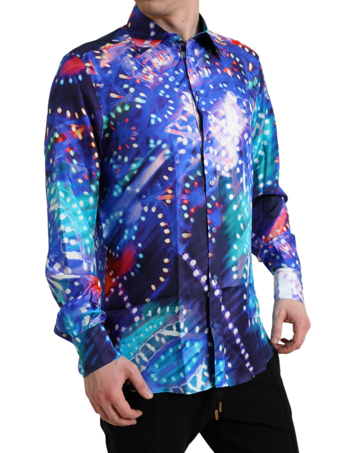Dolce &amp; Gabbana Purple Luminarie Silk Slim Martini Shirt