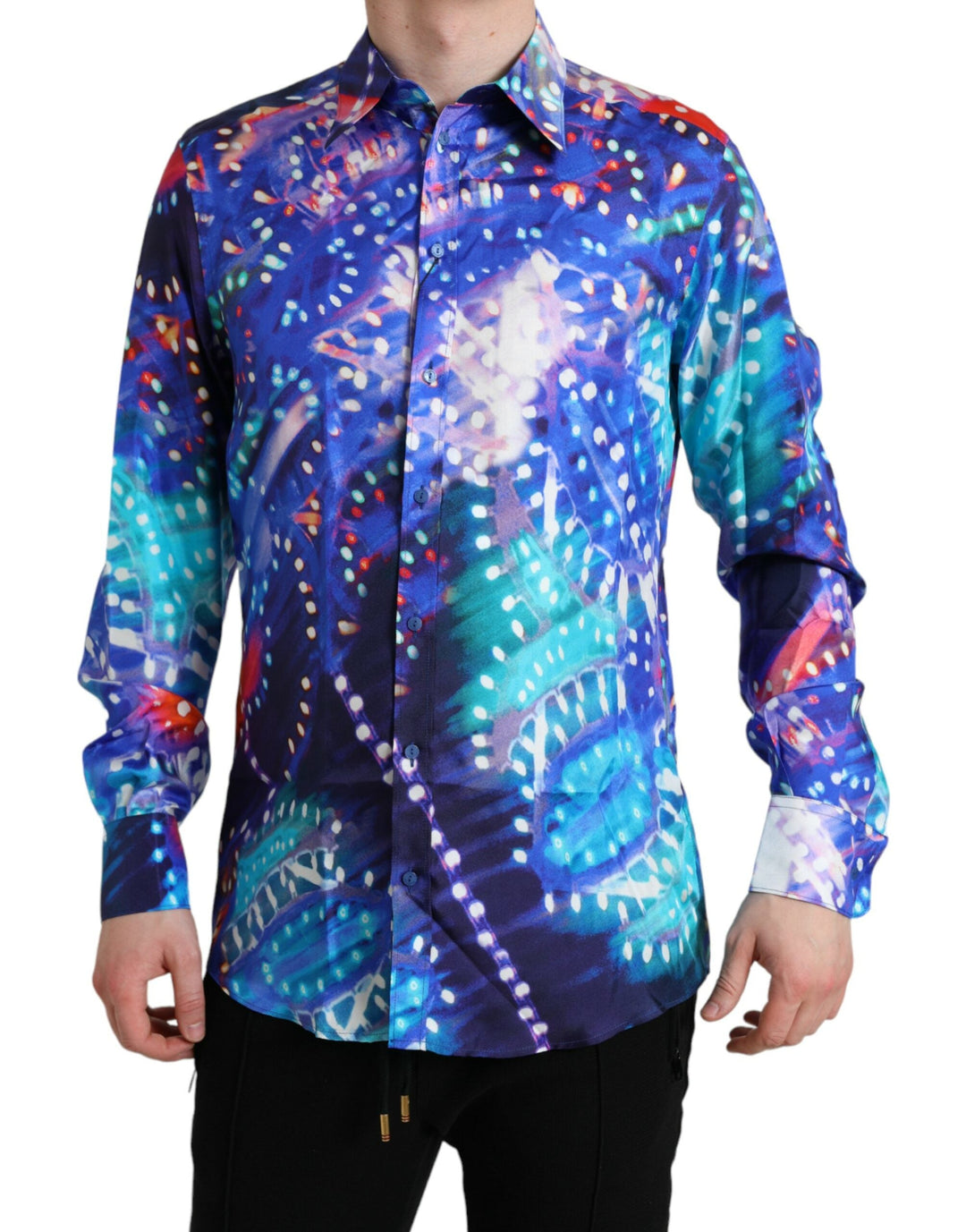 Dolce &amp; Gabbana Purple Luminarie Silk Slim Martini Shirt