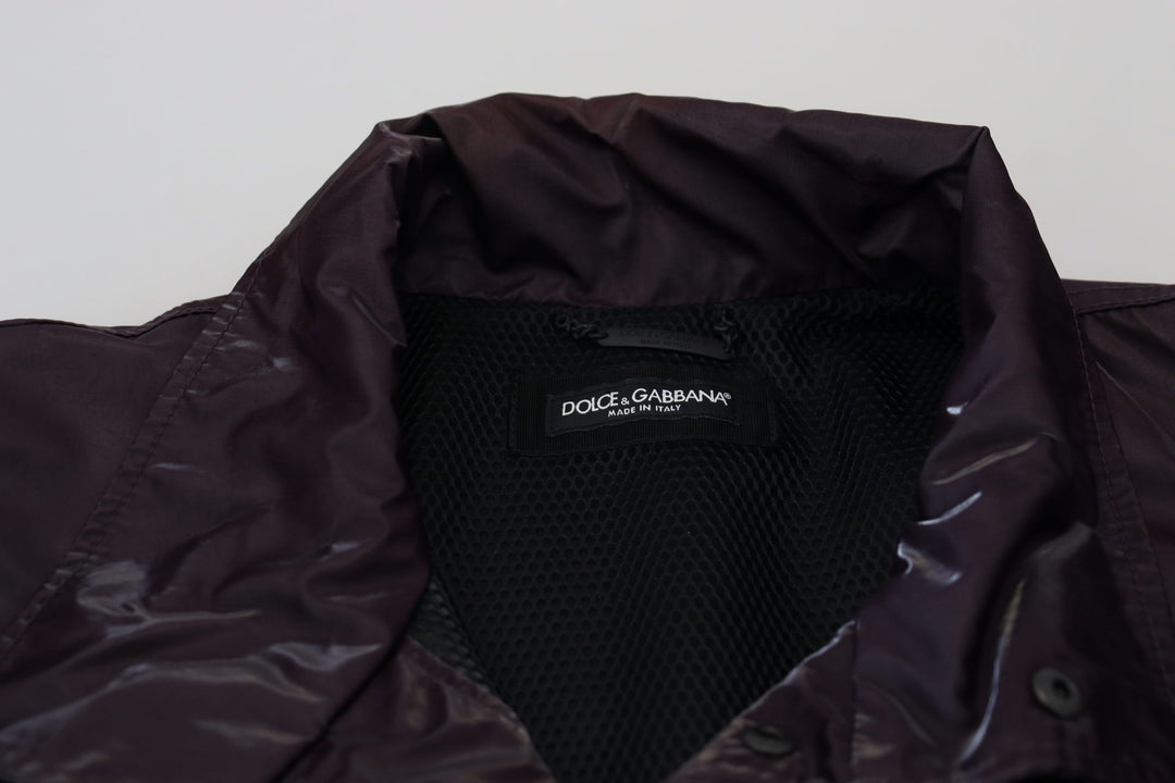 Men’s Dolce &amp; Gabbana Purple Nylon Collared Biker Coat Jacket