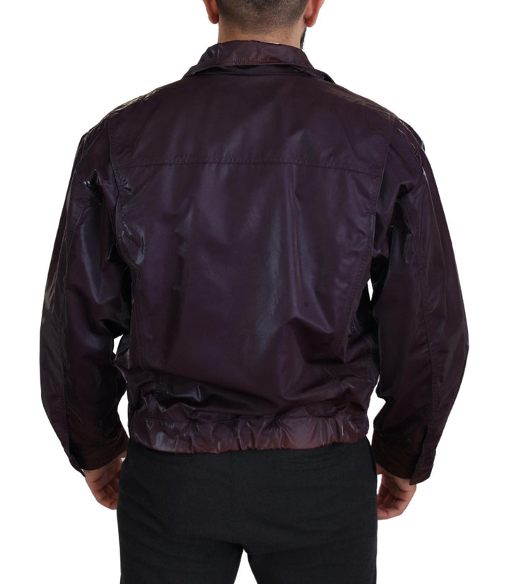 Men’s Dolce &amp; Gabbana Purple Nylon Collared Biker Coat Jacket