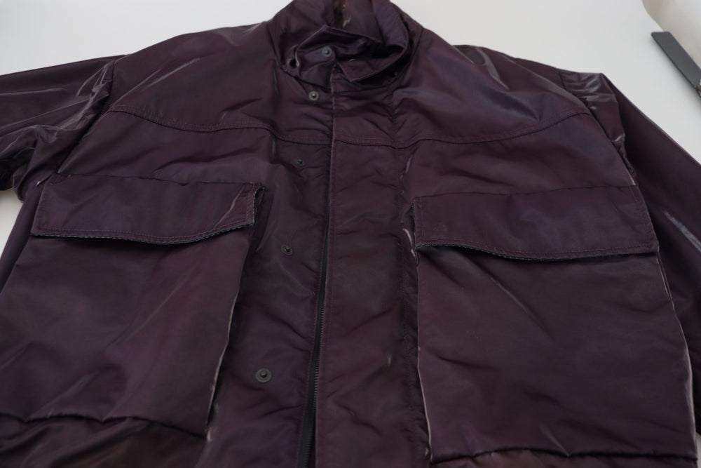 Men’s Dolce & Gabbana Purple Nylon Collared Biker Coat Jacket