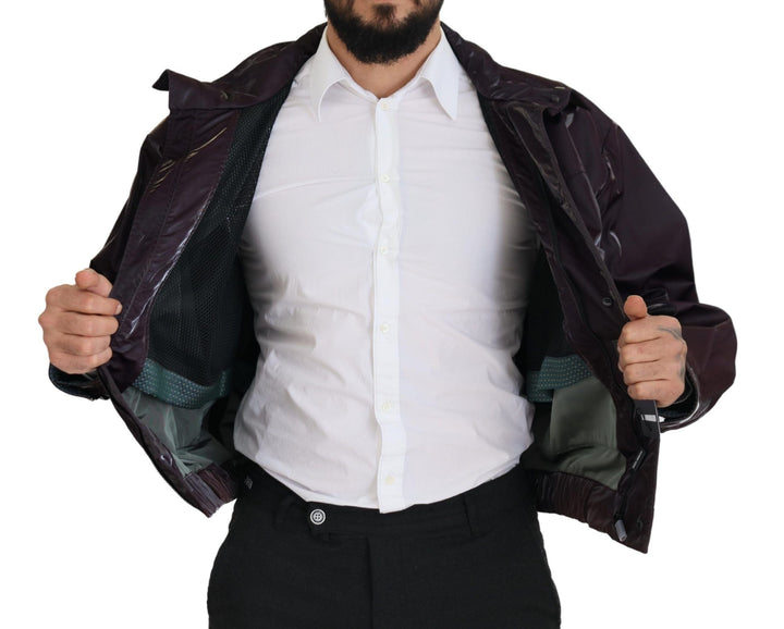 Men’s Dolce &amp; Gabbana Purple Nylon Collared Biker Coat Jacket