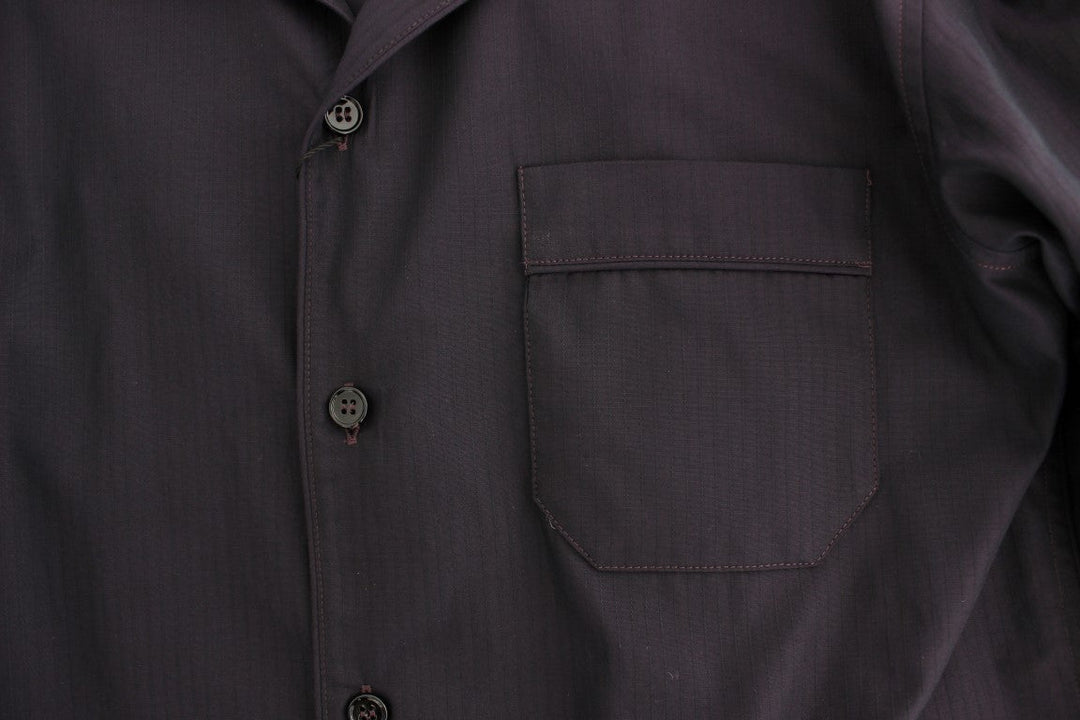 Men’s Dolce &amp; Gabbana Purple Striped Cotton Pajama Lounge Shirt