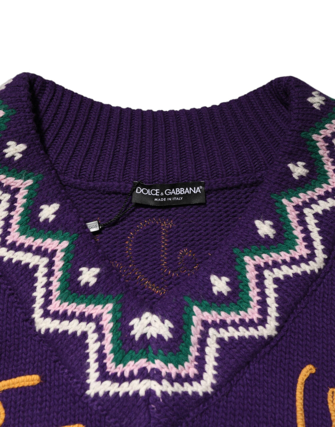 Men’s Dolce &amp; Gabbana Purple Wool Dg Logo Men Knit Pullover Sweater