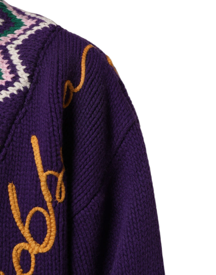Men’s Dolce &amp; Gabbana Purple Wool Dg Logo Men Knit Pullover Sweater