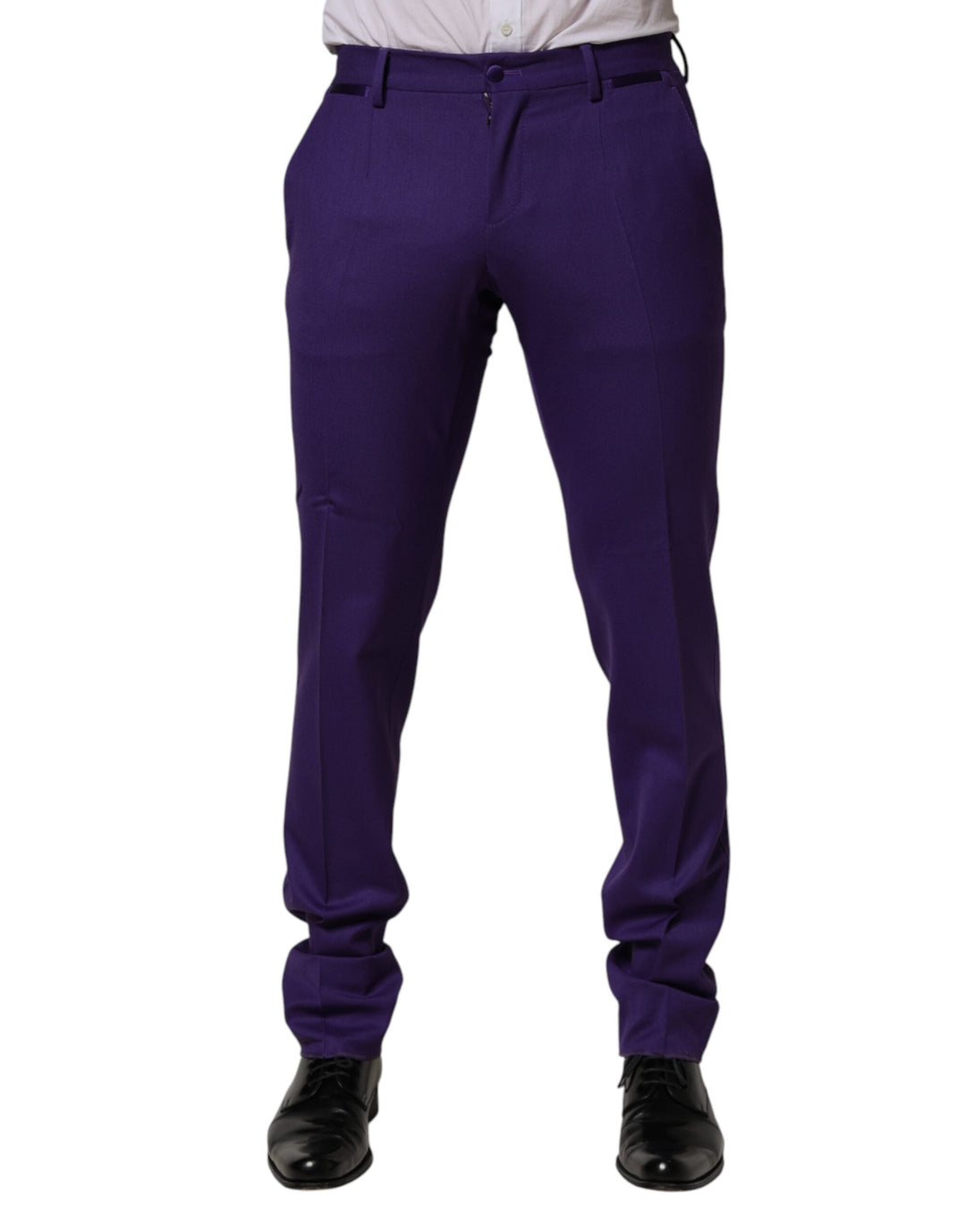 Men’s Dolce &amp; Gabbana Purple Wool Skinny Dress Men Trouser Pants