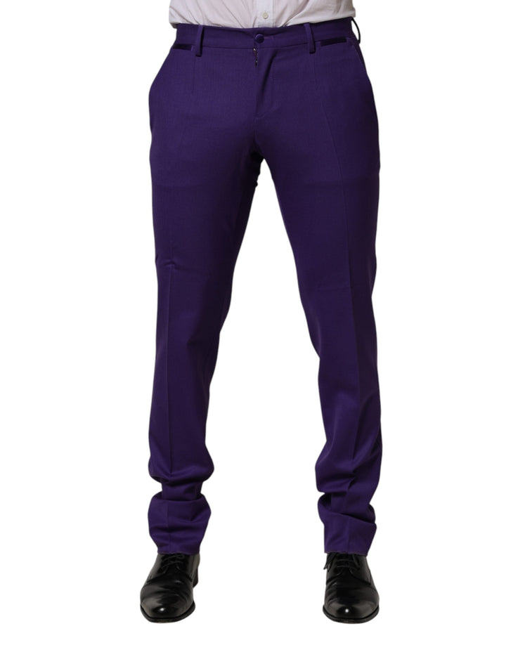 Men’s Dolce &amp; Gabbana Purple Wool Skinny Dress Men Trouser Pants