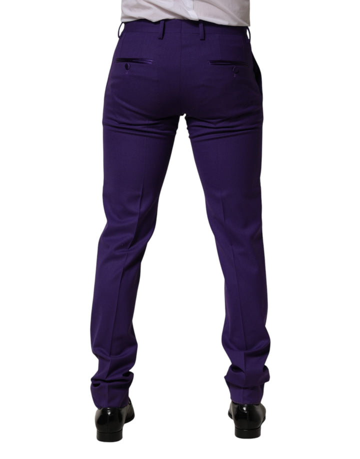 Men’s Dolce &amp; Gabbana Purple Wool Skinny Dress Men Trouser Pants
