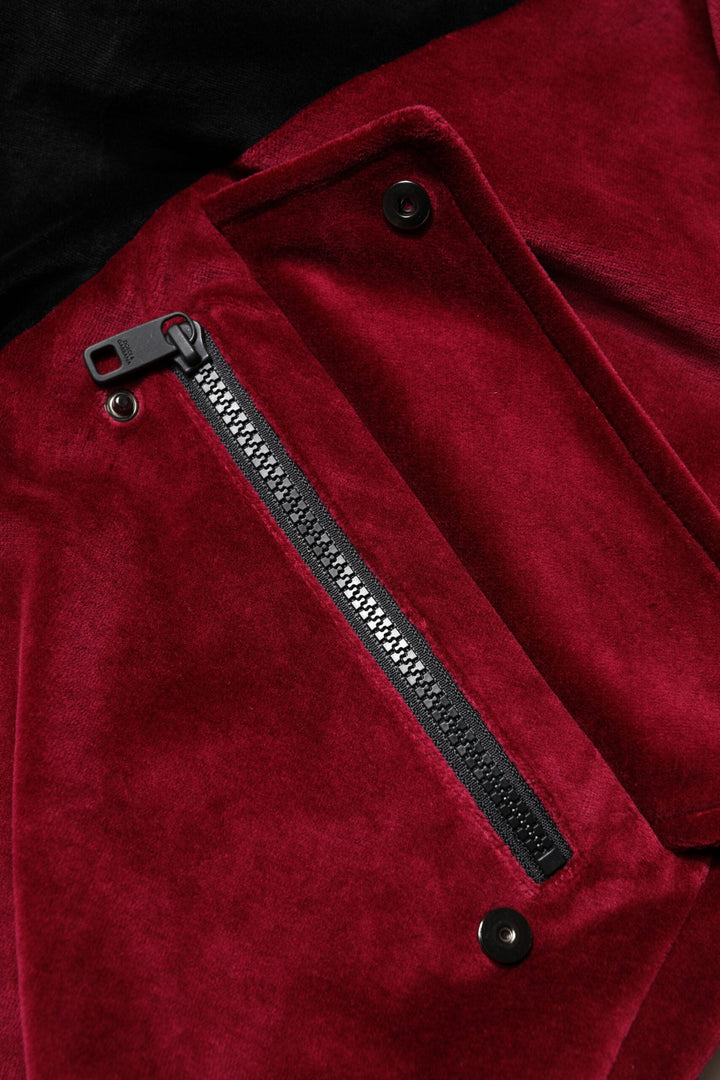 Men’s Dolce &amp; Gabbana Red Black Cotton Logo Fullzip Bomber Jacket