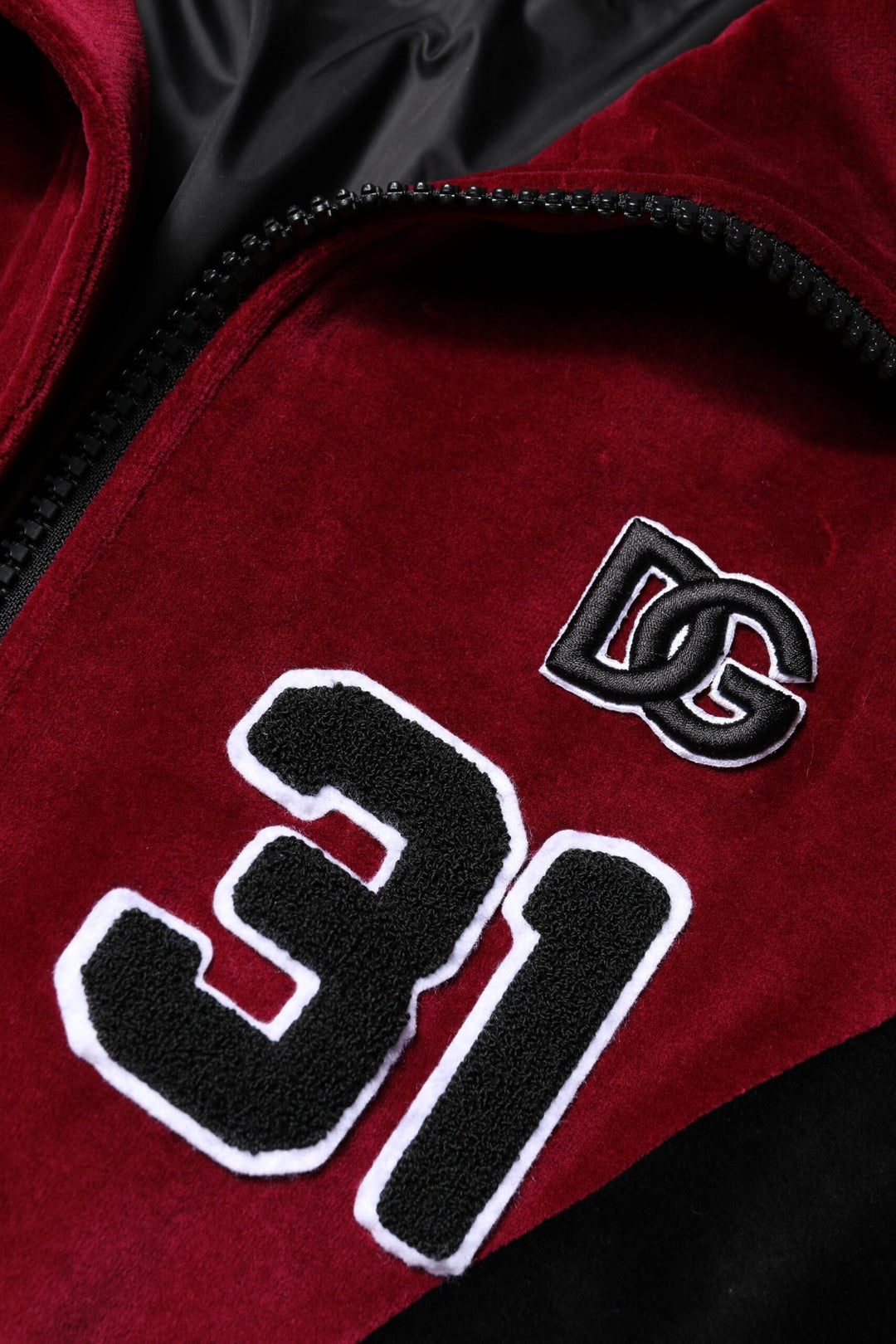 Men’s Dolce &amp; Gabbana Red Black Cotton Logo Fullzip Bomber Jacket