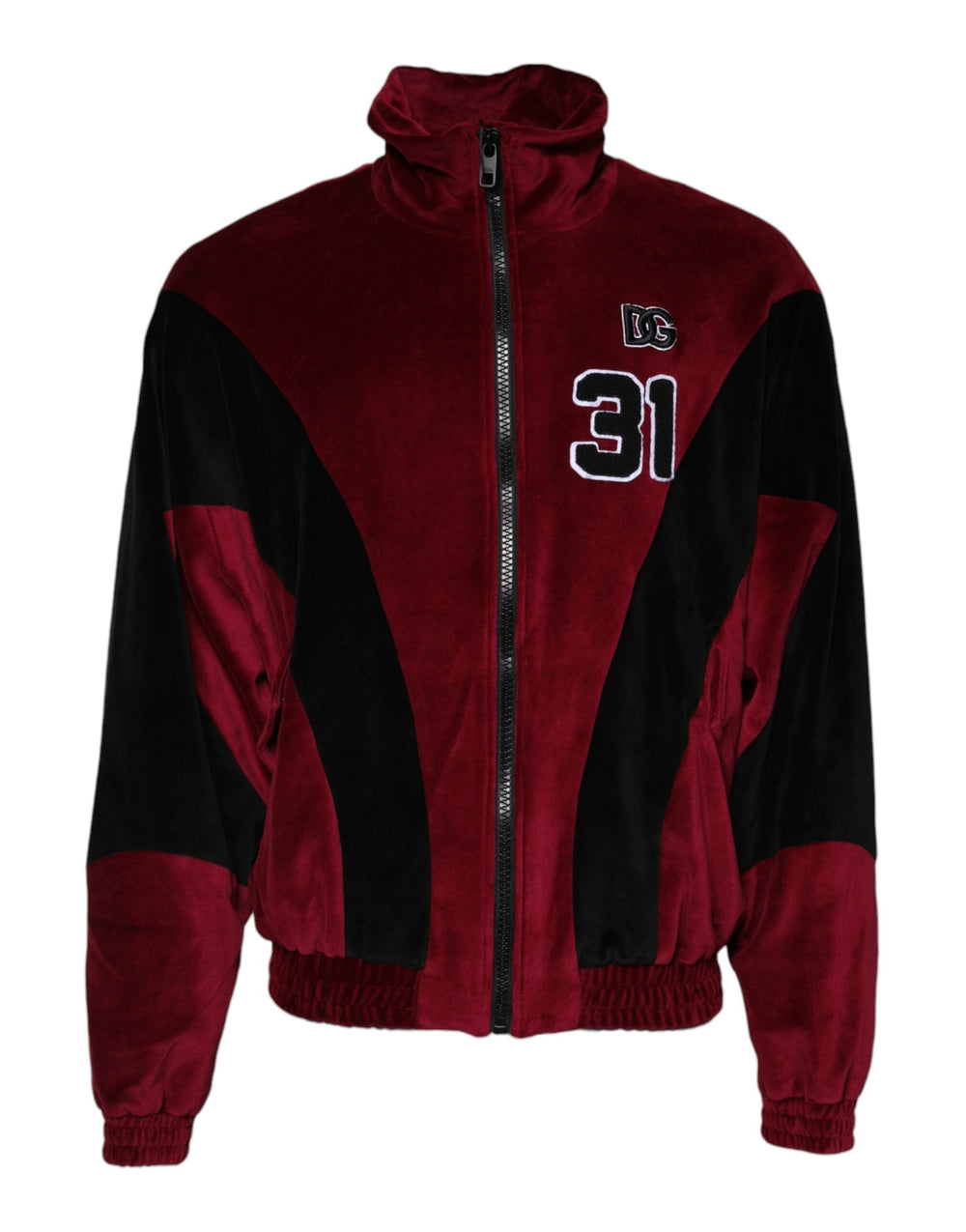 Men’s Dolce & Gabbana Red Black Cotton Logo Fullzip Bomber Jacket