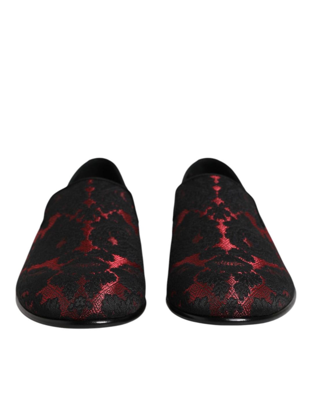 Men’s Dolce & Gabbana Red Black Jacquard Slip on Loafers Shoes
