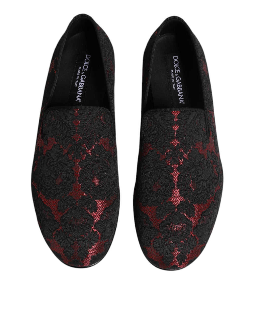 Men’s Dolce & Gabbana Red Black Jacquard Slip on Men Loafers Shoes