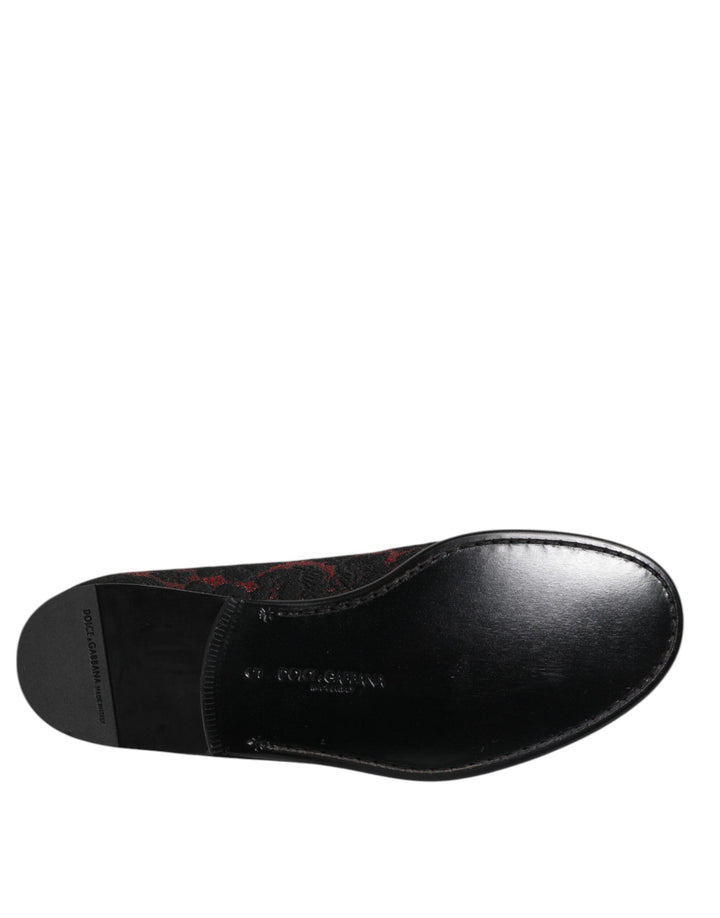 Men’s Dolce &amp; Gabbana Red Black Jacquard Slip on Men Loafers Shoes