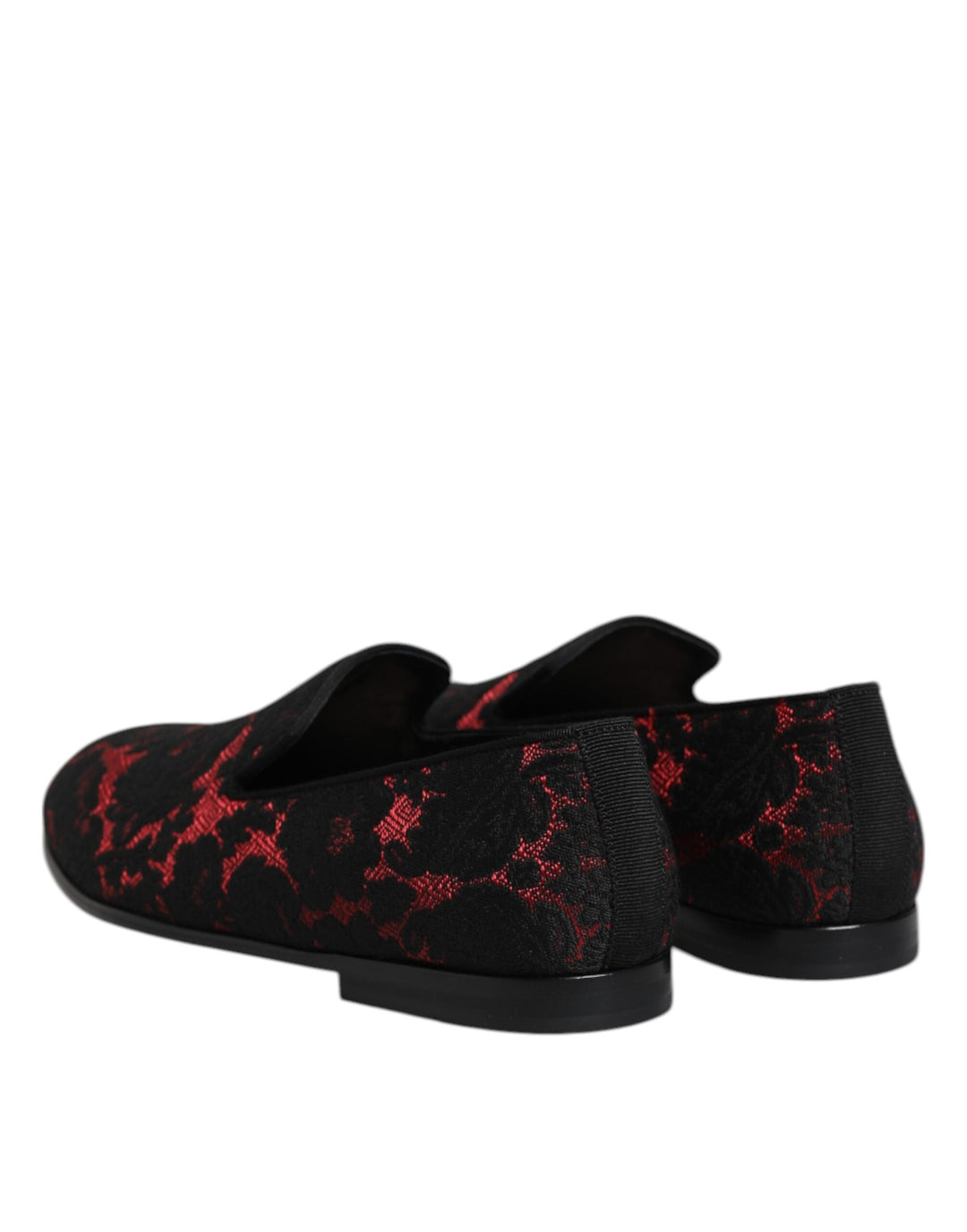 Men’s Dolce &amp; Gabbana Red Black Jacquard Slip on Men Loafers Shoes