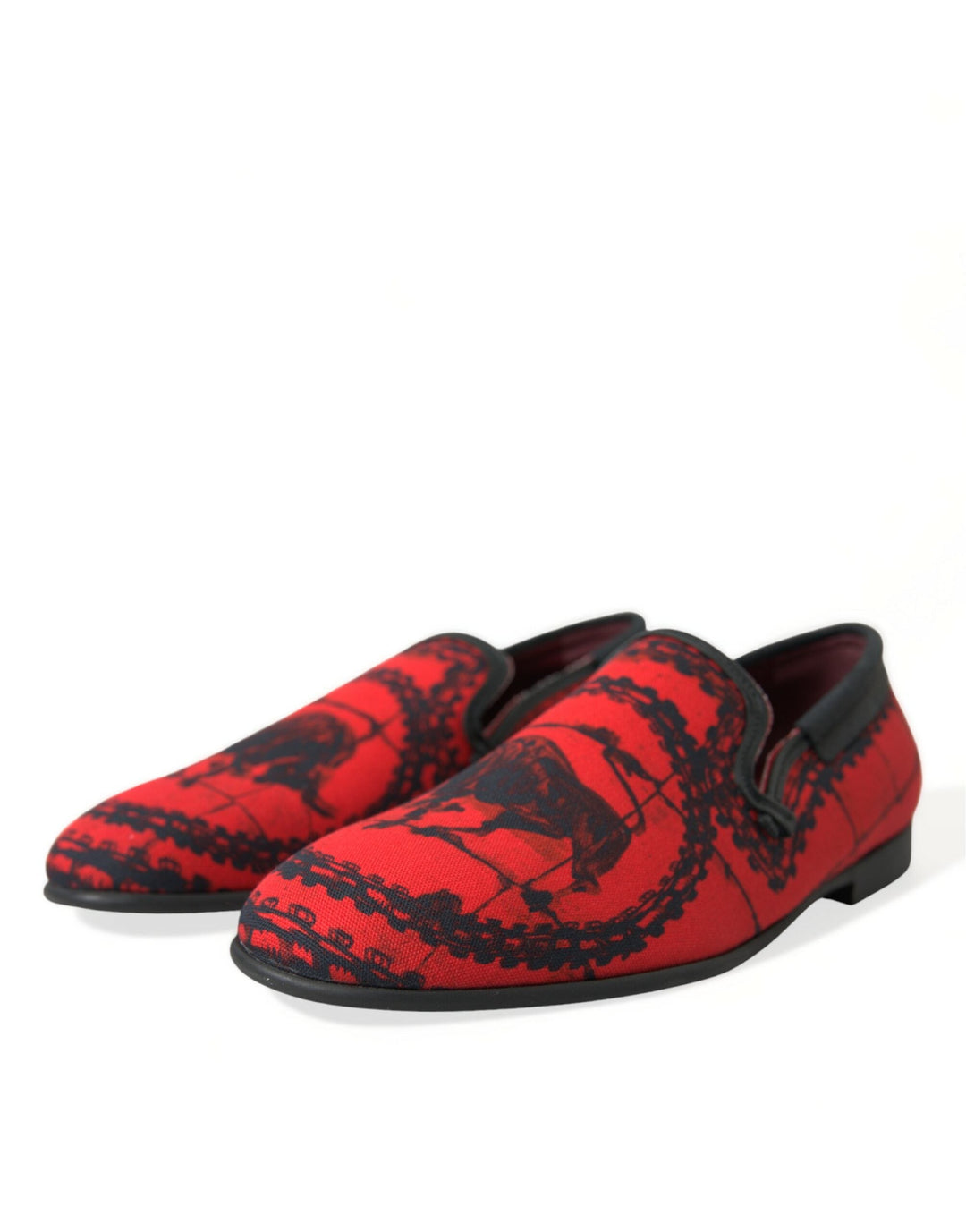 Men’s Dolce &amp; Gabbana Red Black Torero Loafers Slippers Men Shoes
