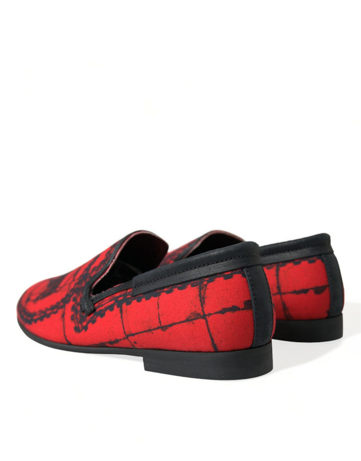 Men’s Dolce &amp; Gabbana Red Black Torero Loafers Slippers Men Shoes