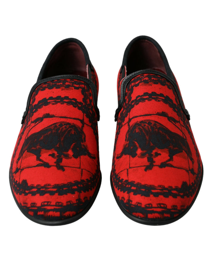 Men’s Dolce &amp; Gabbana Red Black Torero Loafers Slippers Men Shoes