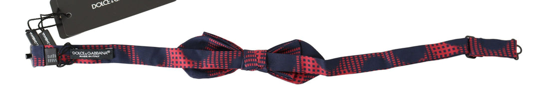 Men’s Dolce & Gabbana Red Checkered 100% Silk Adjustable Men Neck Bow Tie
