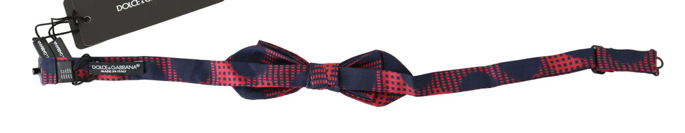 Men’s Dolce & Gabbana Red Checkered 100% Silk Adjustable Men Neck Bow Tie
