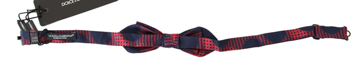 Men’s Dolce &amp; Gabbana Red Checkered 100% Silk Adjustable Men Neck Bow Tie
