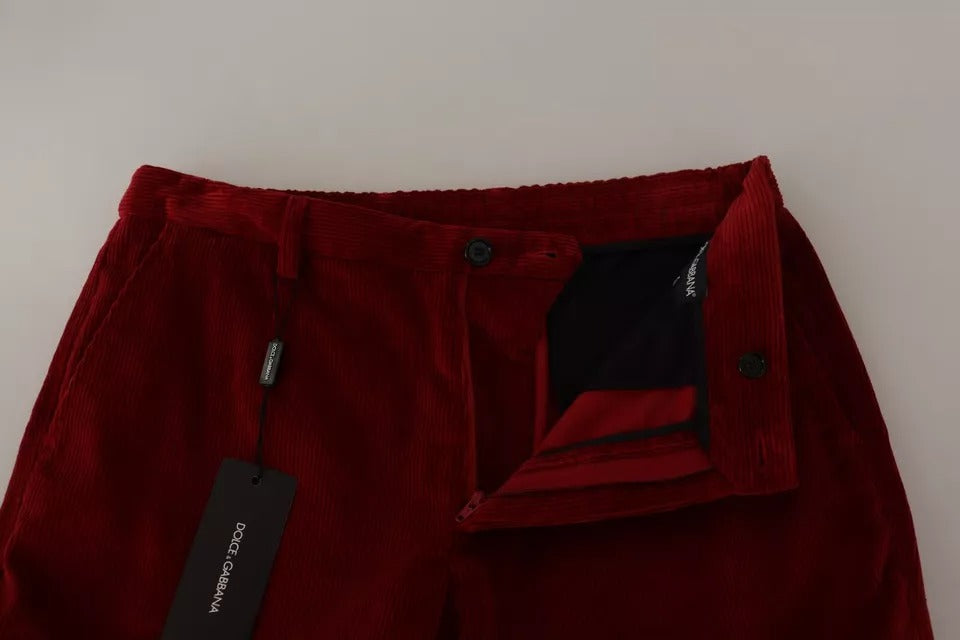 Men’s Dolce &amp; Gabbana Red Corduroy Cotton Cargo Skinny Pants