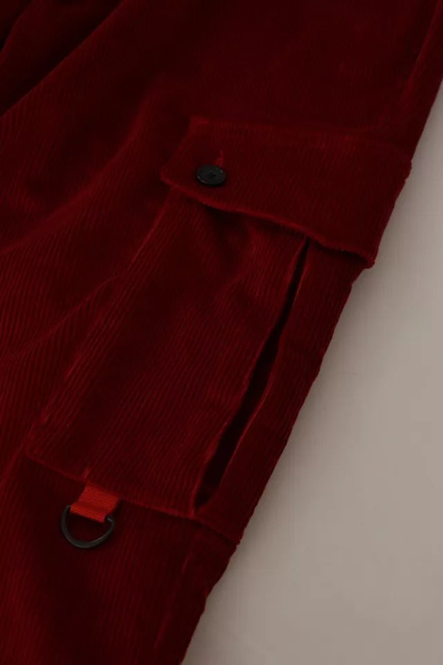 Men’s Dolce &amp; Gabbana Red Corduroy Cotton Cargo Skinny Pants