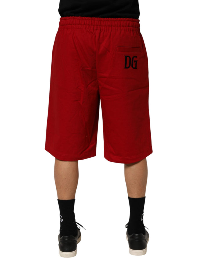 Men’s Dolce &amp; Gabbana Red Cotton Midwaist Drawstring Bermuda Pants