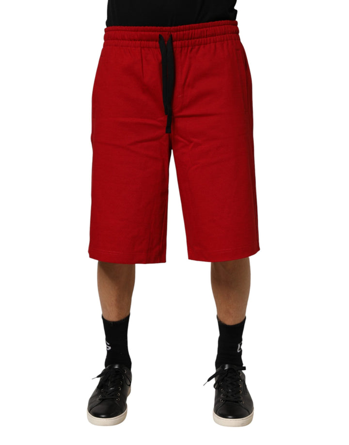 Men’s Dolce &amp; Gabbana Red Cotton Midwaist Drawstring Bermuda Pants