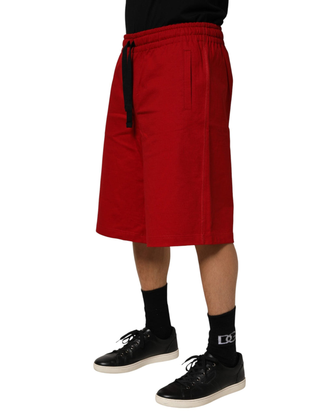 Men’s Dolce &amp; Gabbana Red Cotton Midwaist Drawstring Bermuda Pants