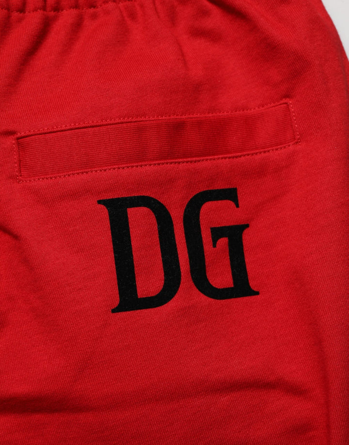Men’s Dolce &amp; Gabbana Red Cotton Midwaist Drawstring Bermuda Pants