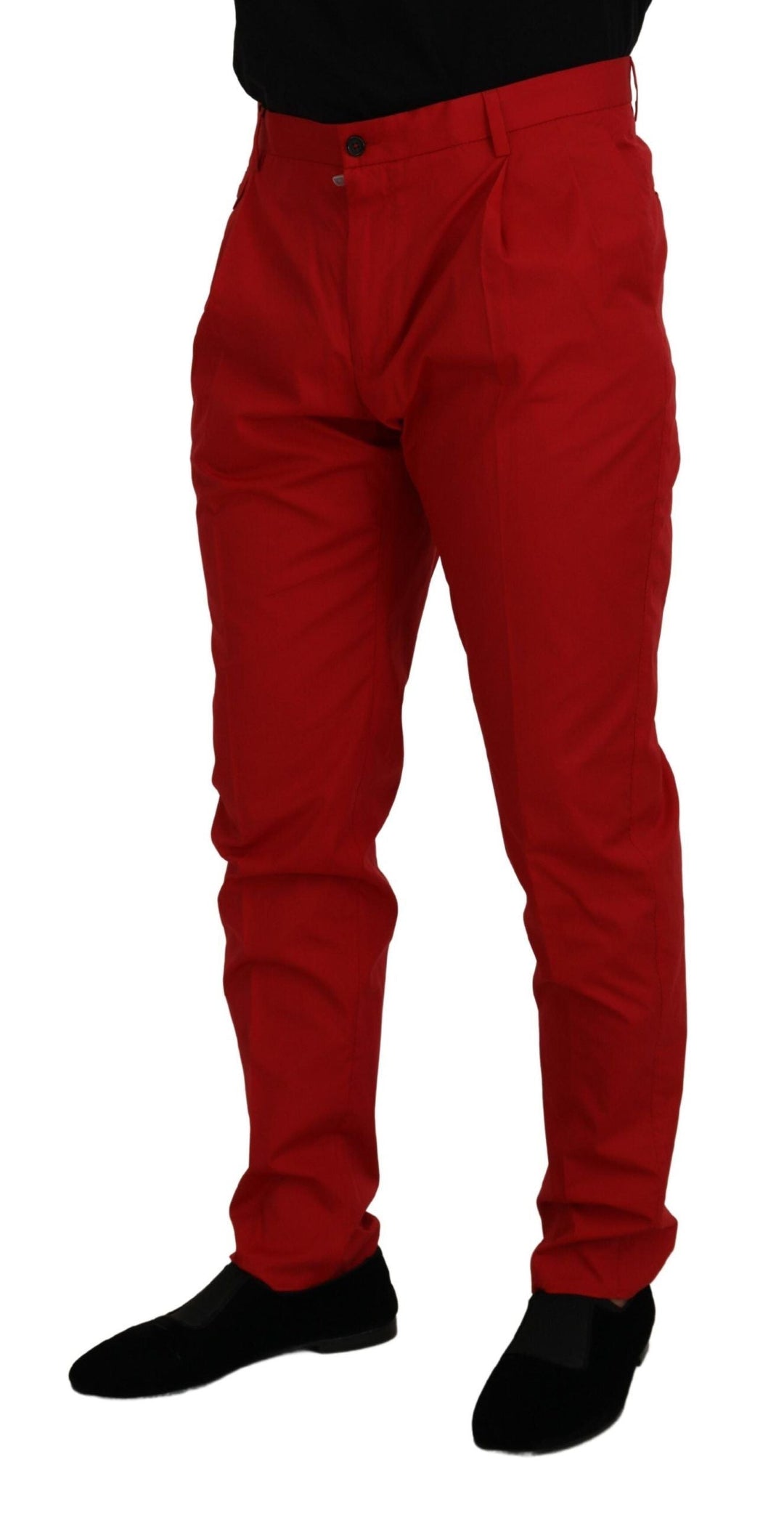 Men’s Dolce &amp; Gabbana Red Cotton Slim Fit Trousers Chinos Pants