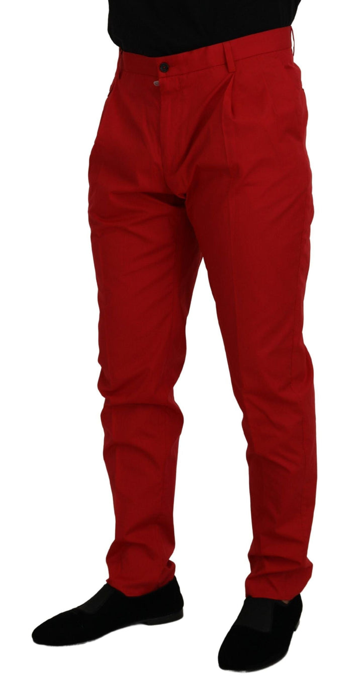 Men’s Dolce &amp; Gabbana Red Cotton Slim Fit Trousers Chinos Pants