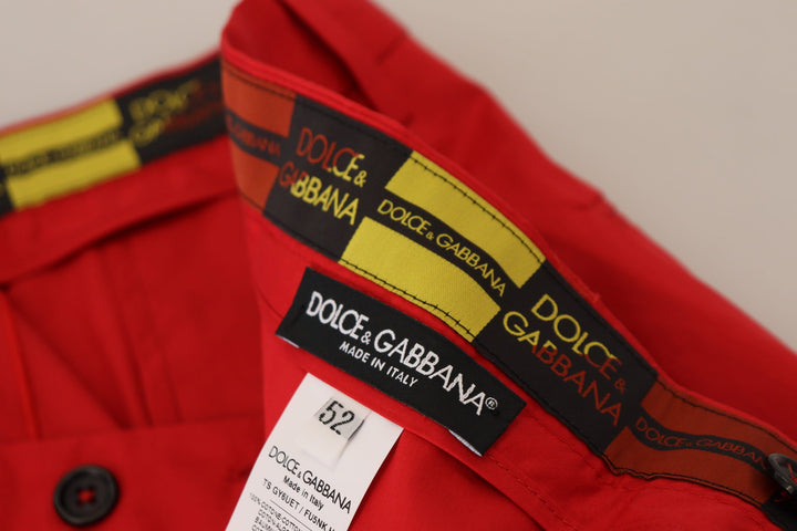 Men’s Dolce &amp; Gabbana Red Cotton Slim Fit Trousers Chinos Pants